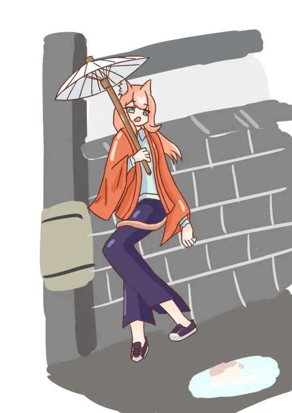 雨の日和洋折衷猫又イメージのキャラクター